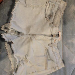 LIGHT denim shortie shorts